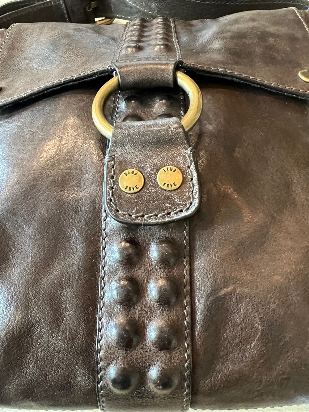 Rare Vintage Frye Roxanne Crossbody Bag Grey/Brown EUC - Picture 12 of 12